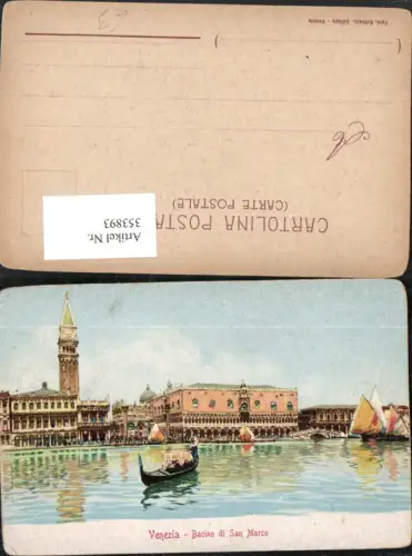 353893,Künstler AK Veneto Venezia Venedig Bacino di San Marco Turm Gondel