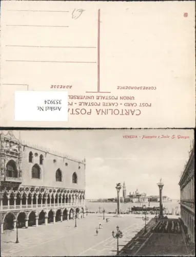 353924,Veneto Venezia Venedig Piazzetta e Isola S. Giorgio Platz Dogenpalast