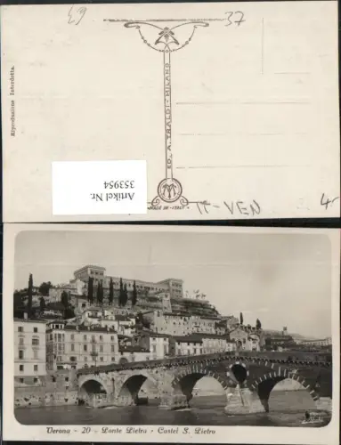 353954,Veneto Verona Ponte Pietra Castel S. Pietro Brücke m. Kaserne