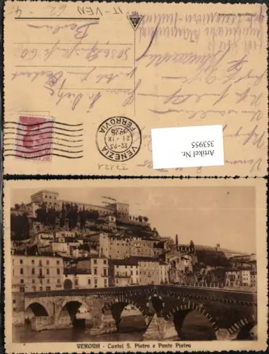 353955,Veneto Verona Castel S. Pietro e Ponte Pietra Brücke m. Kaserne
