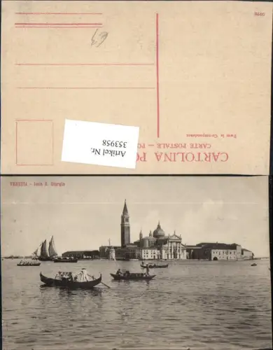 353958,Veneto Venezia Venedig Isola S. Giorgio Insel Kirche Gondeln