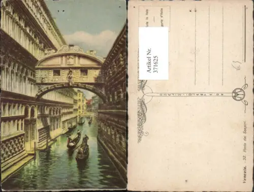 371625,Künstler AK Veneto Venezia Venedig Ponte di Sospiri Seufzerbrücke Kanal