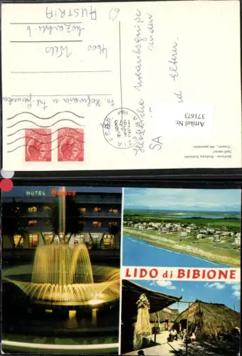 371673,Veneto Venezia Lido di Bibione Fontana luminosa Brunnen Hütten Mehrbildkarte