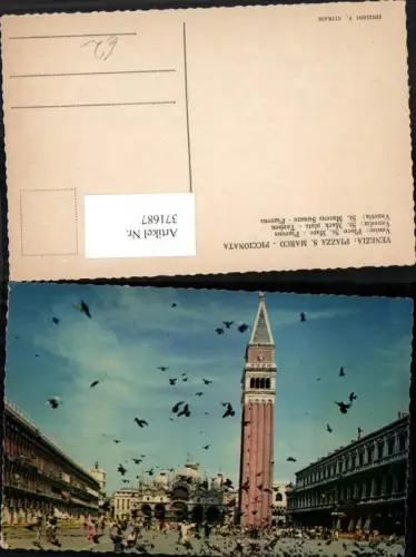 371687,Veneto Venezia Venedig Piazza S. Marco Markusplatz Dom Turm Tauben