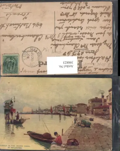 390823,Künstler AK Veneto Venezia Mazzorbo Corner of the Grand Canal Teilansicht Fischer