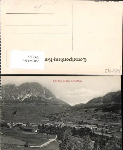 397389,Veneto Belluno Cortina d'Ampezzo Totale geg. Cristallo Bergkulisse