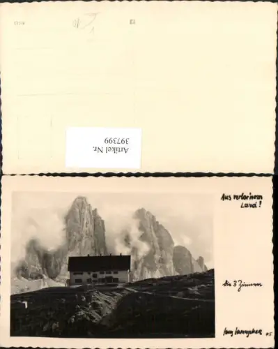 397399,Foto AK Veneto Belluno Die Drei Zinnen b. Auronzo Berghütte pub Hans Hafenscher 05