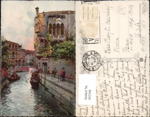 397598,Künstler AK Veneto Venezia Venedig Rio delle Maravegie Kanal Gondeln