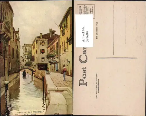 397604,Künstler AK Veneto Venezia Venedig Canal of the Frescada at St. Toma Kanal