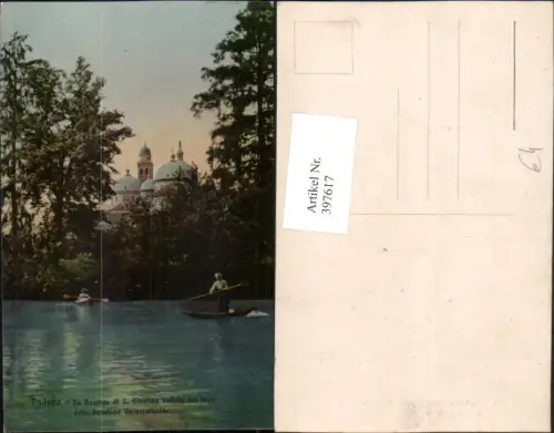 397617,Veneto Padova Padua Basilica di S. Giustina veduta dal lago Kirche Ruderboote