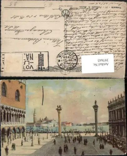 397643,Künstler AK Veneto Venezia Venedig Piazzetta S. Marco Markusplatz Säulen