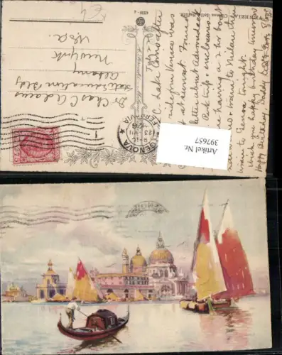 397657,Künstler AK Veneto Venezia Venedig Chiesa della Salute Kirche Segelboote Gondel