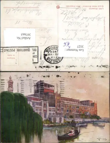397665,Künstler AK Veneto Venezia Lido Grand Hotel Excelsior Riva approdo Boote