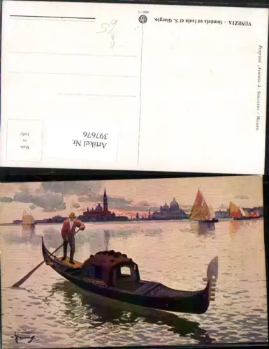397676,Künstler AK A. Scrocchi Veneto Venezia Venedig Gondola ed Isola S. Giorgio Gondel