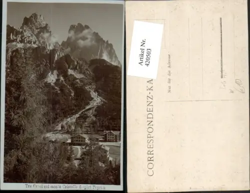 420503,Foto AK Veneto Belluno Tre Croci col monte Cristallo b. Cortina Bergkulisse