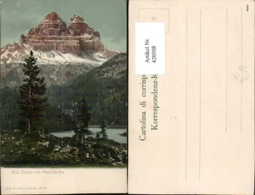 420508,Veneto Belluno Drei Zinnen m. Misurina-See b. Cortina Bergkulisse pub F. Amonn 470