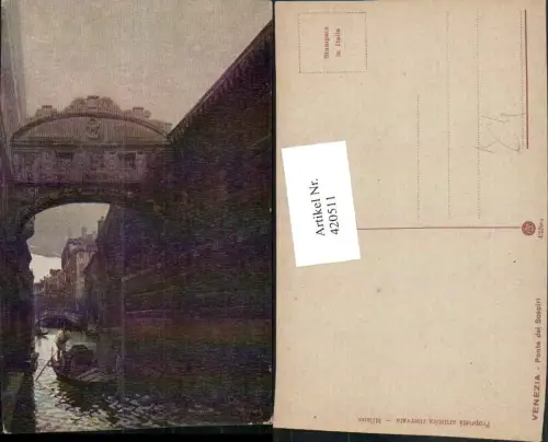 420511,Künstler AK Veneto Venezia Venedig Ponte di Sospiri Seufzerbrücke Kanal