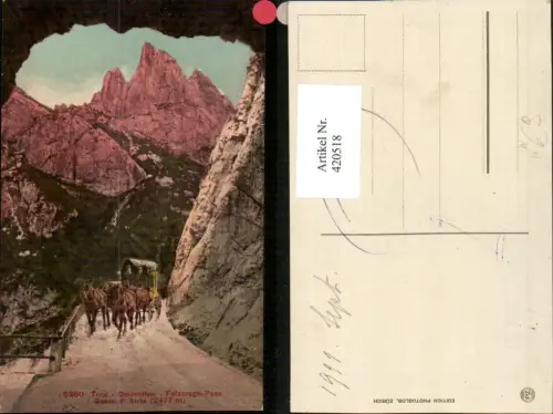 420518,Veneto Belluno Falzarego-Pass b. Cortina Kutsche Bergkulisse