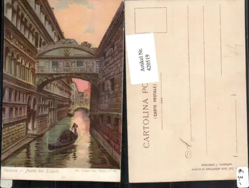 420519,Künstler AK Girotto Veneto Venezia Venedig Ponte di Sospiri Seufzerbrücke Kanal Gondel