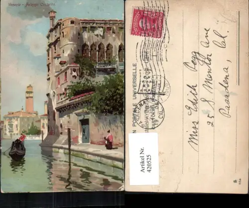 420525,Künstler AK Veneto Venezia Venedig Palazzo Contarini Palast Gondel