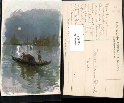 420527,Künstler AK Veneto Venezia Venedig Gondole S. Marco Gondel Mondschein