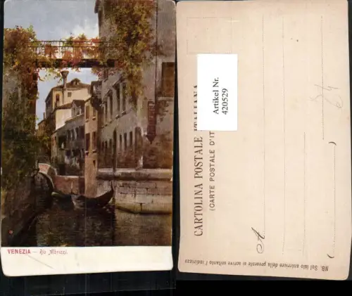 420529,Künstler AK Veneto Venezia Venedig Rio Albrizzi Kanal Brücke Gondeln