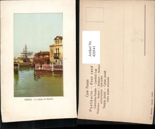 420541,Künstler AK Veneto Venezia Venedig La Laguna dai Giardini Segelschiff