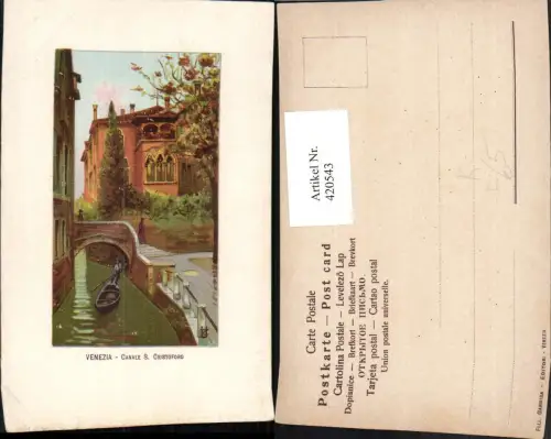 420543,Künstler AK Veneto Venezia Venedig Canale S. Cristoforo Kanal Gondel