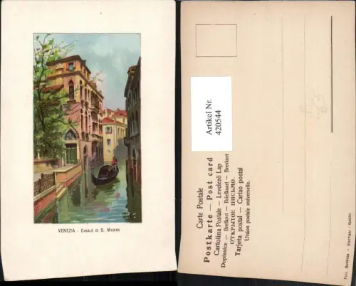 420544,Künstler AK Veneto Venezia Venedig Canale di S. Marina Kanal Gondel