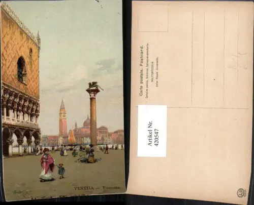 420547,Künstler AK Veneto Venezia Venedig Piazzetta Platz Säule