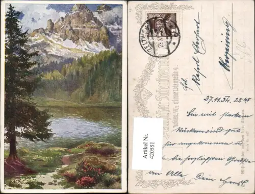 420551,Künstler AK E. F. Hofecker Veneto Belluno Misurinasee See pub Deutscher Schulverein 407