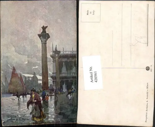 420561,Künstler AK Veneto Venezia Venedig Colonne di S. Marco Markusplatz Säule