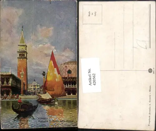 420562,Künstler AK Veneto Venezia Venedig Piazzetta S. Marco Segelboot Gondel