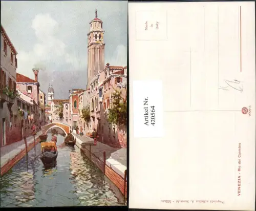 420564,Künstler AK Veneto Venezia Venedig Rio del Carmine Kanal Gondel