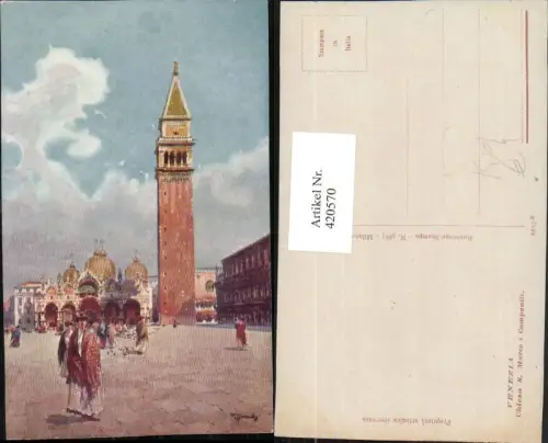 420570,Künstler AK Veneto Venezia Venedig Chiesa S. Marco e Campanile Dom Turm