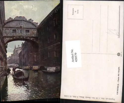 420579,Künstler AK Veneto Venezia Venedig Ponte di Sospiri Seufzerbrücke Kanal Gondel