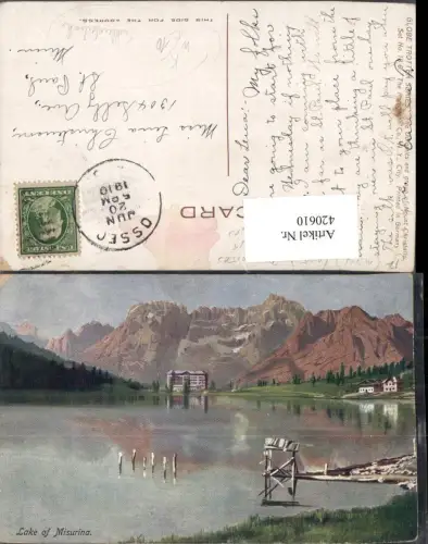 420610,Künstler AK Veneto Belluno Lake of Misurina See Bergkulisse