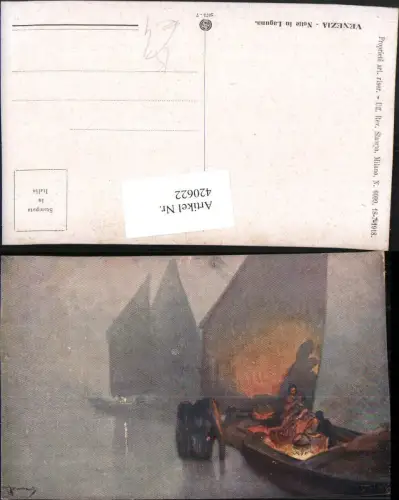 420622,Künstler AK Veneto Venezia Venedig Notte in Laguna Segelboote