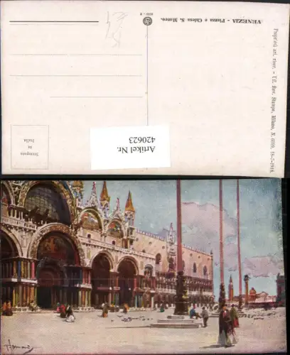 420623,Künstler AK Veneto Venezia Venedig Piazza e Chiesa S. Marco Markusdom