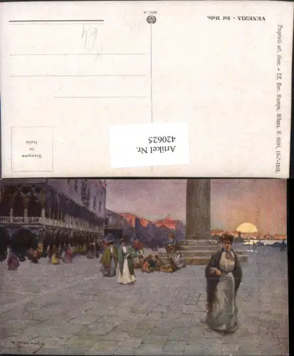 420625,Künstler AK Veneto Venezia Venedig Sul Molo Platz