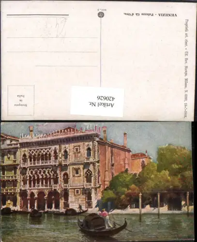 420626,Künstler AK Veneto Venezia Venedig Palazzo Ca d'Oro Palast Gondel
