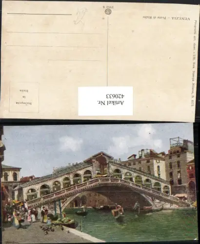 420633,Künstler AK Veneto Venezia Venedig Ponte di Rialto Brücke Kanal