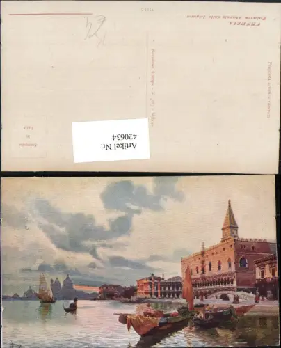 420634,Künstler AK Veneto Venezia Venedig Palazzo Ducale Dogenpalast Gondeln