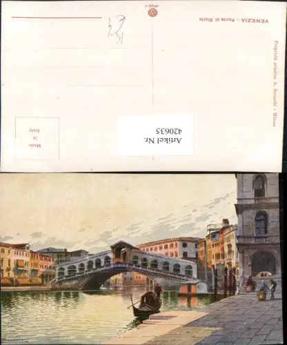 420635,Künstler AK Veneto Venezia Venedig Ponte di Rialto Brücke Kanal Gondel