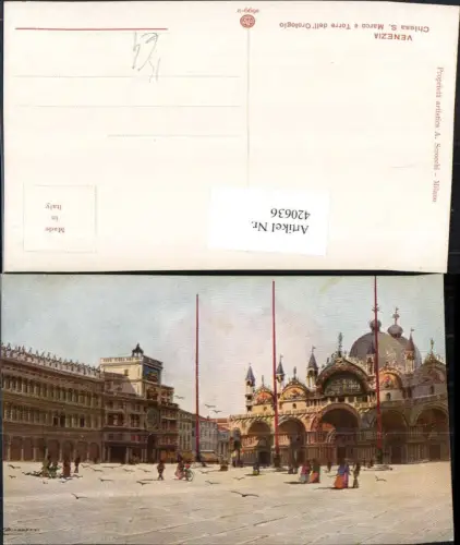 420636,Künstler AK Veneto Venezia Venedig Chiesa S. Marco e Torre Orologio Markusdom