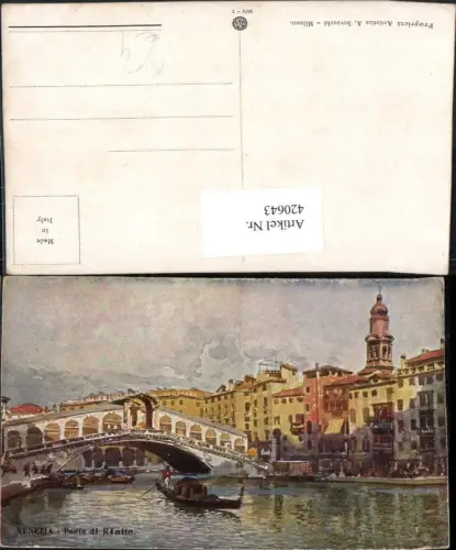 420643,Künstler AK Veneto Venezia Venedig Ponte di Rialto Brücke Gondel