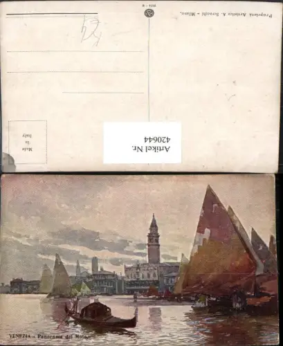 420644,Künstler AK Veneto Venezia Venedig Panorama del Molo Segelboote Gondel