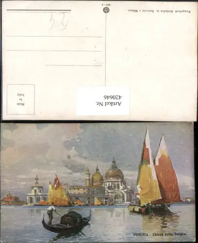 420646,Künstler AK Veneto Venezia Venedig Chiesa della Salute Kirche Segelboote Gondel