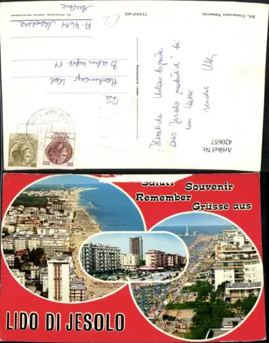 420657,Veneto Venezia Lido di Jesolo Teilansicht Strand Mehrbildkarte