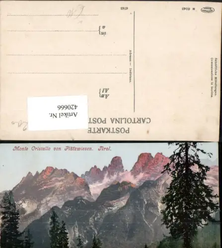 420666,Veneto Belluno Monte Cristallo von Plätzwiesen b. Prags Bergkulisse